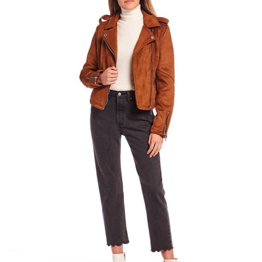 ❌SOLD Jou Jou Bonded Suede Moto Jacket - Picture 4 of 9